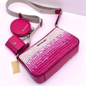 Michael Kors Pink and White Crossbody Bag